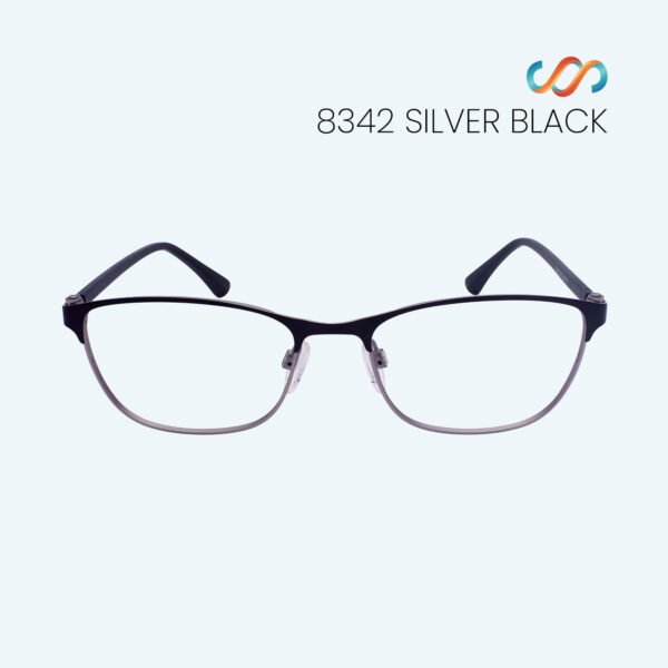 8342 Silver Black Cat Eye Frame