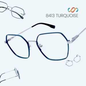 8413 Silver Matte Turquoise Hexagonal Frame - Image 4