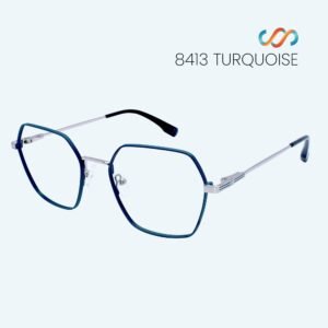 8413 Silver Matte Turquoise Hexagonal Frame - Image 5