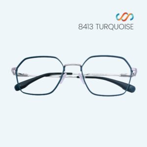 8413 Silver Matte Turquoise Hexagonal Frame - Image 2
