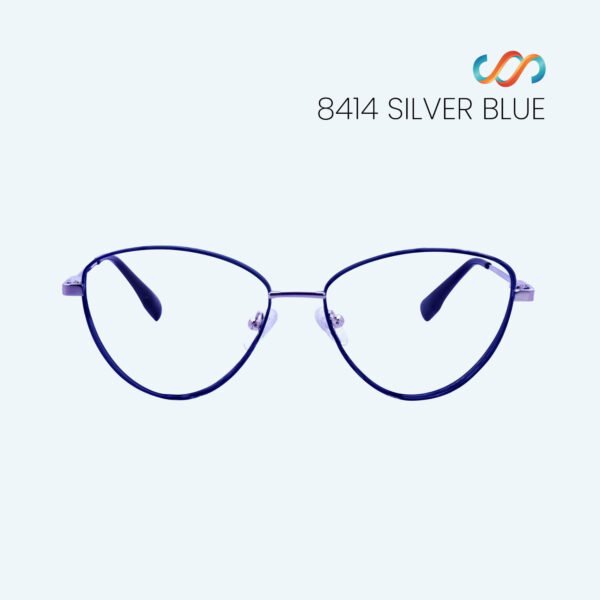 8414 Silver Blue Cat Eye Frame